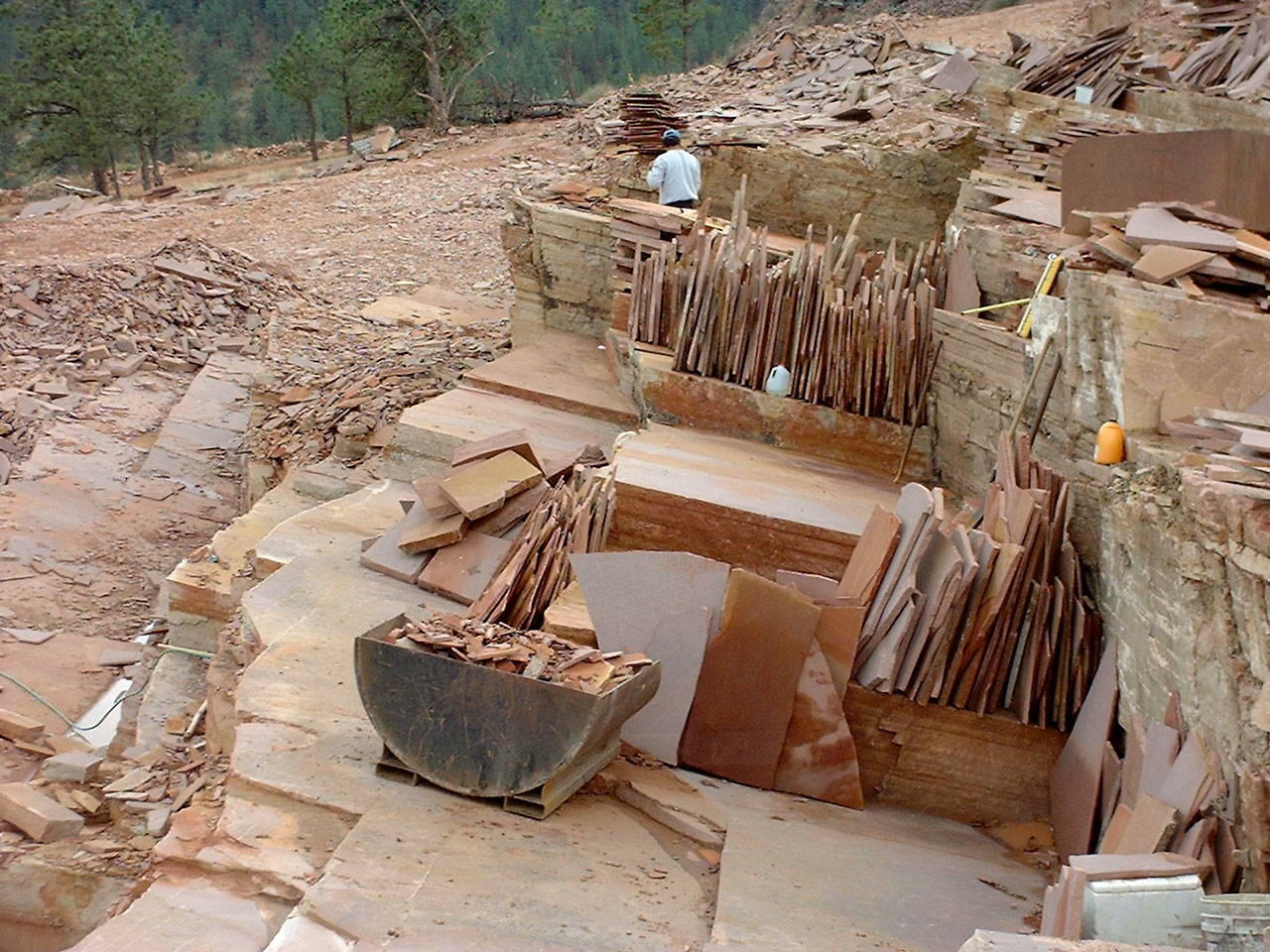 A slab of Lyons red sandstone showing the iron-rich oxblood-rose tone of Colorado's Front Range beds.