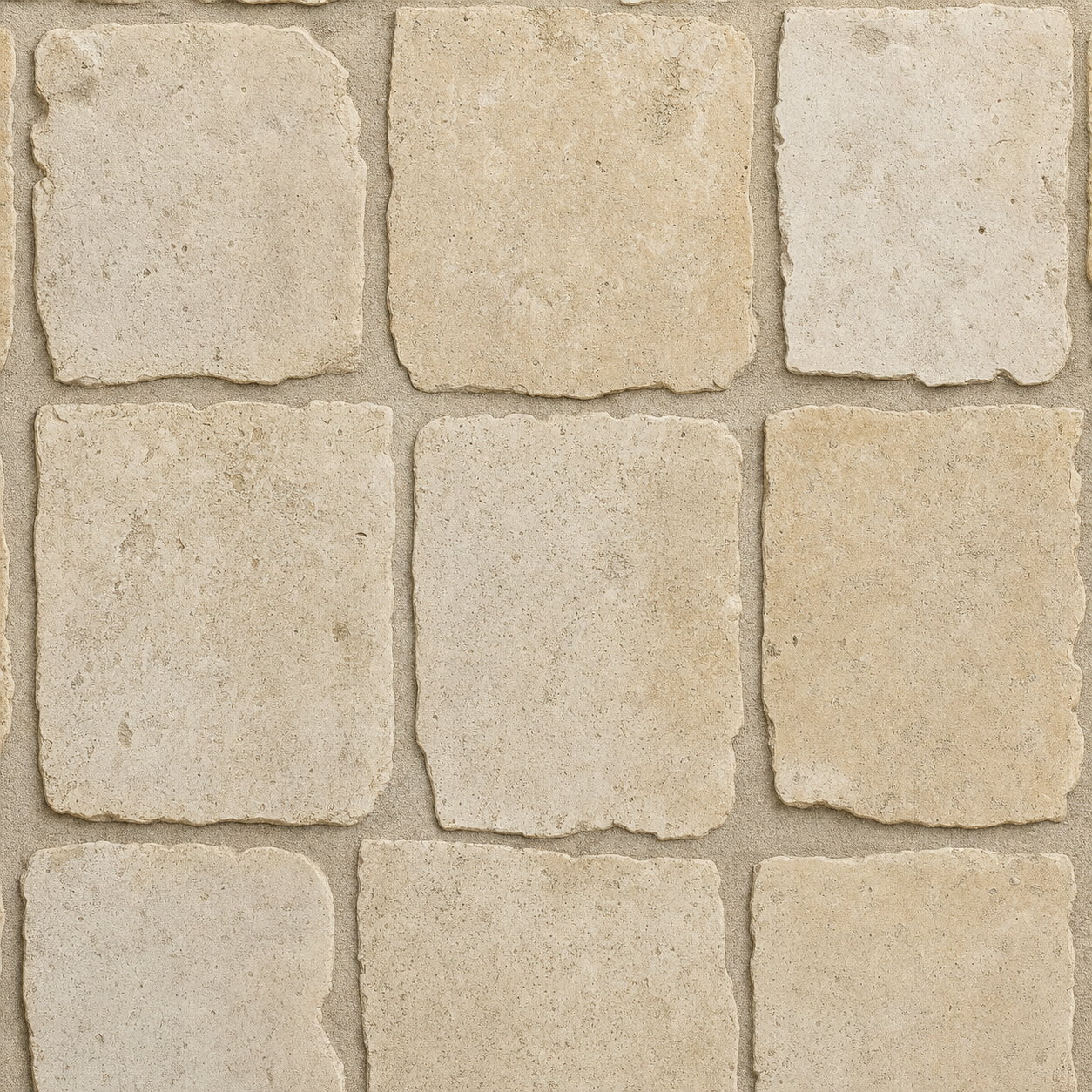 An antique French limestone paver reclaimed from a 17th-century courtyard, soft-edged from three centuries of foot traffic.